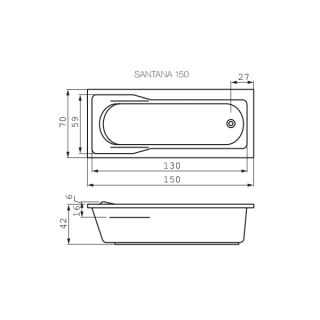 Акриловая ванна Cersanit SANTANA 150х70